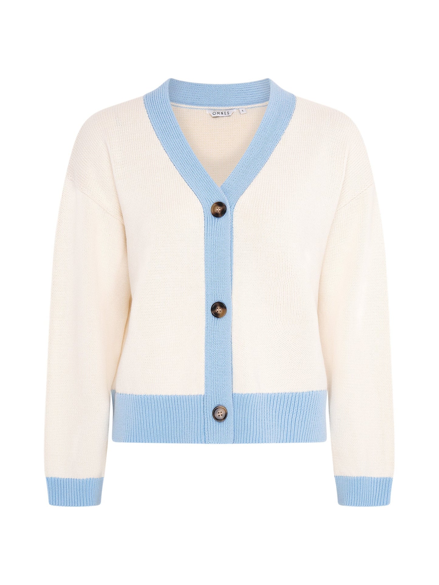 Henni Cotton Cardigan in Cream and Blue