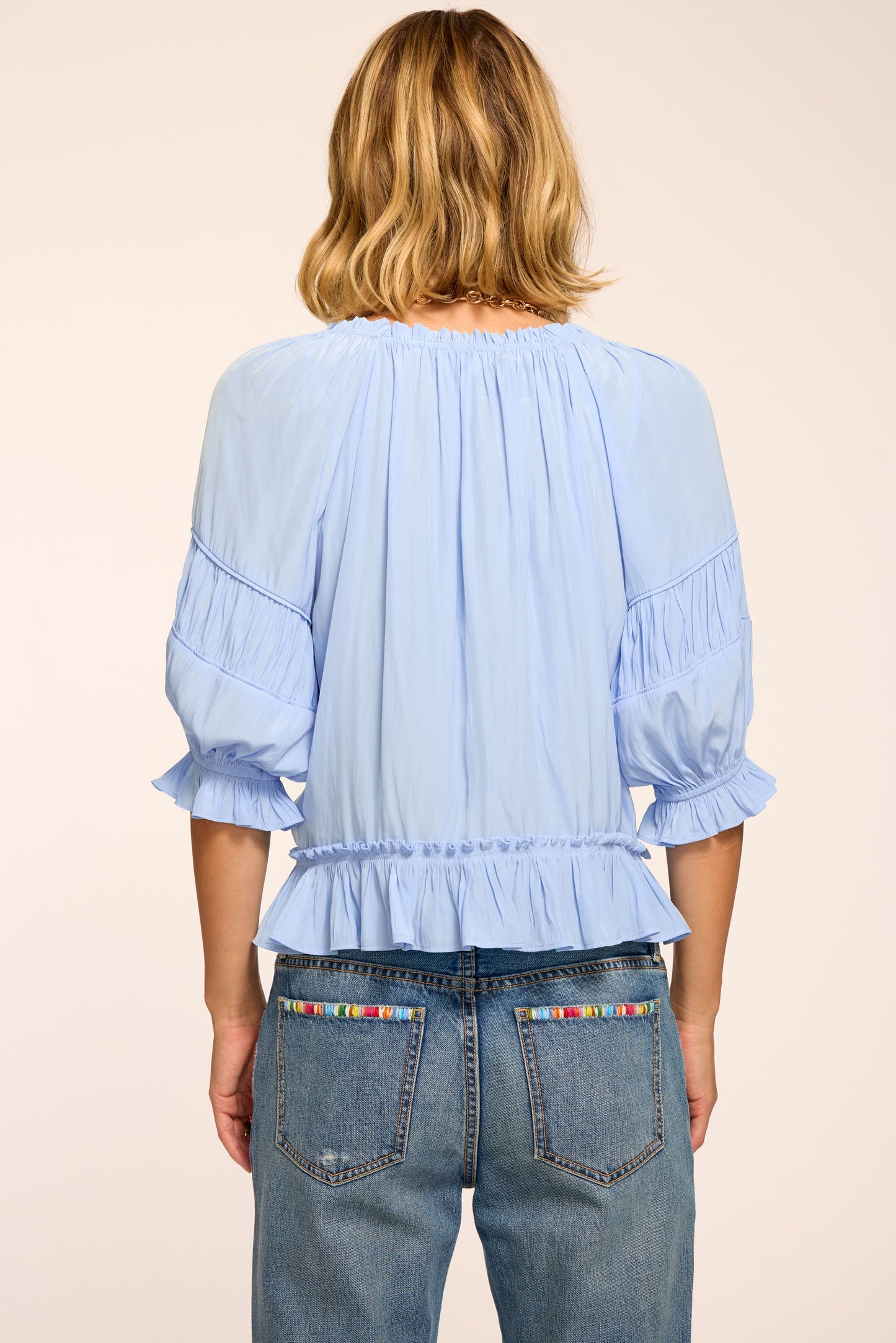 Natasha Ruched Square Neck Blouse