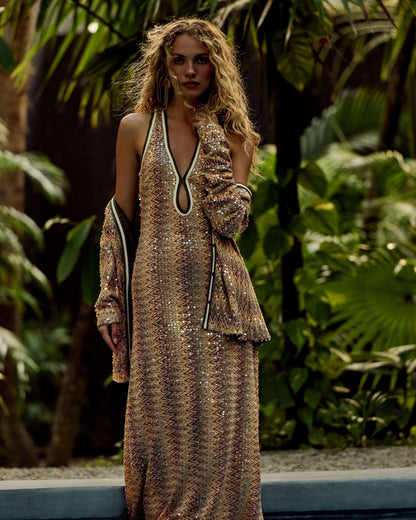 Kiki Chevron Sequin Cardigan