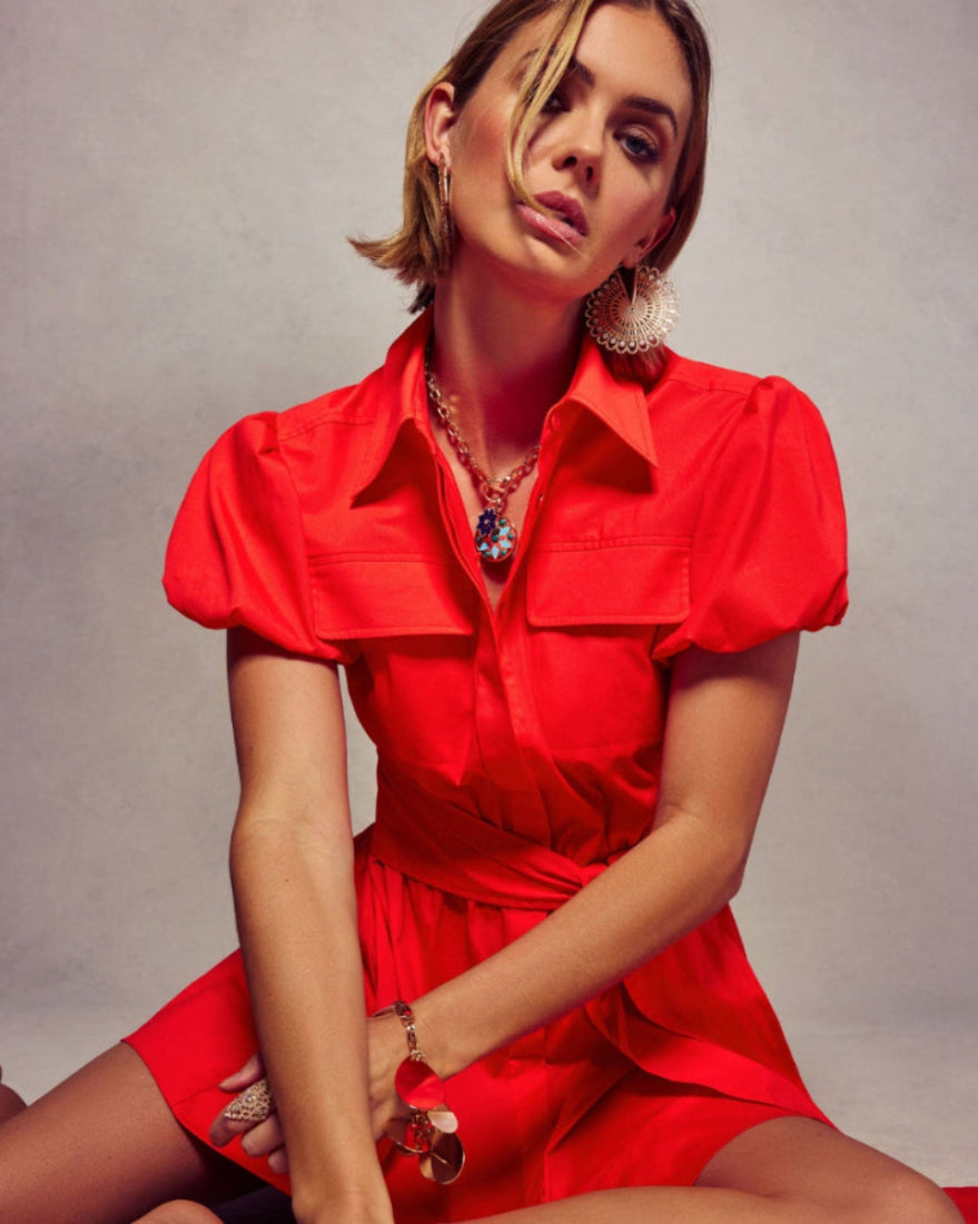 Nicky Cotton Poplin Short Sleeve Mini Dress