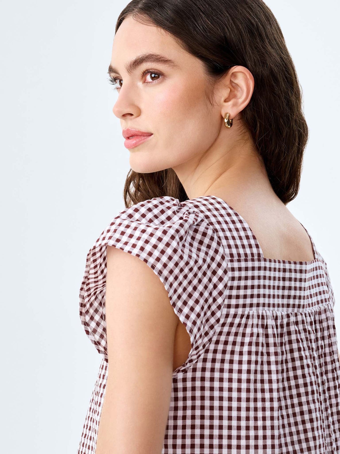 Delphine Dress in Choclate/Cream Gingham
