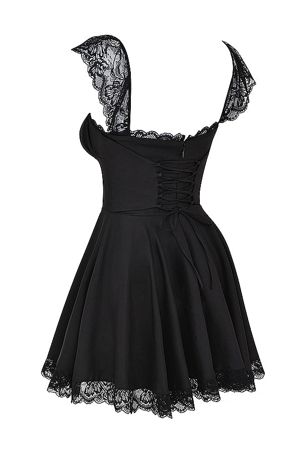 black a-line mini dress