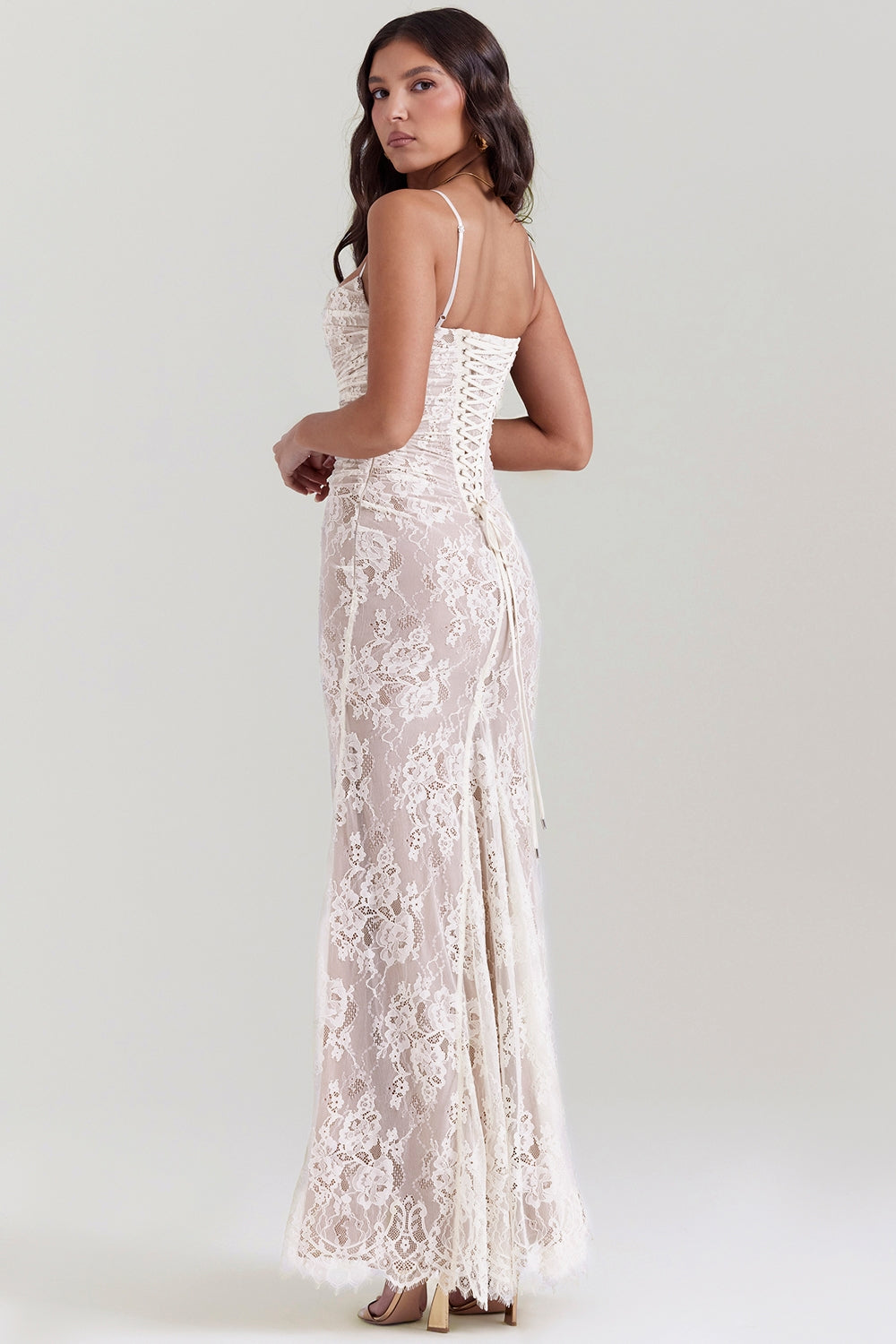 vintage cream lace maxi dress
