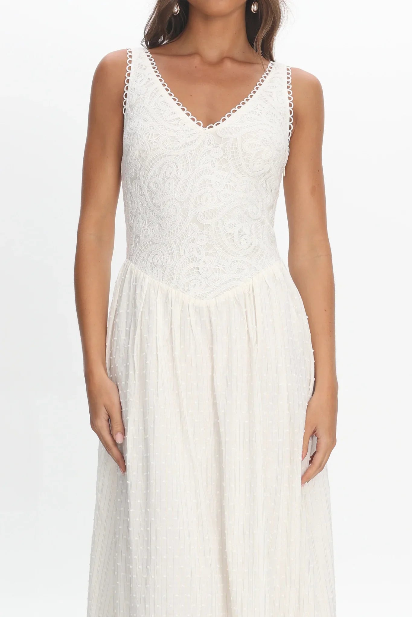 Siena Lace Bodice Maxi Dress White