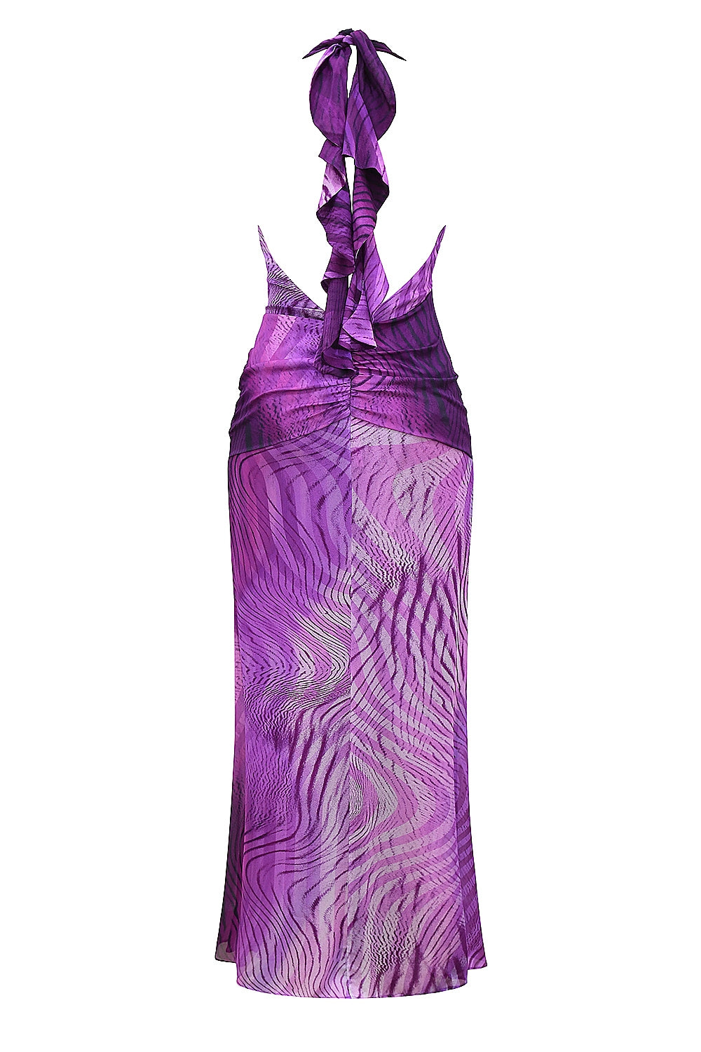 orchid backless halter maxi dress