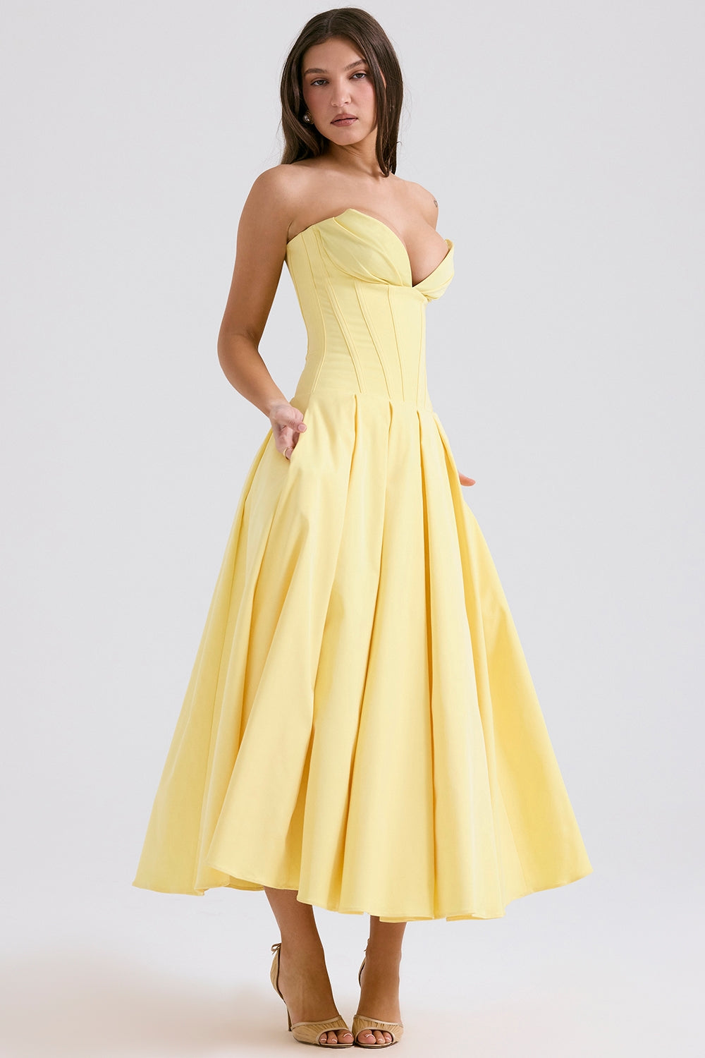 sunshine strapless tulle midi dress