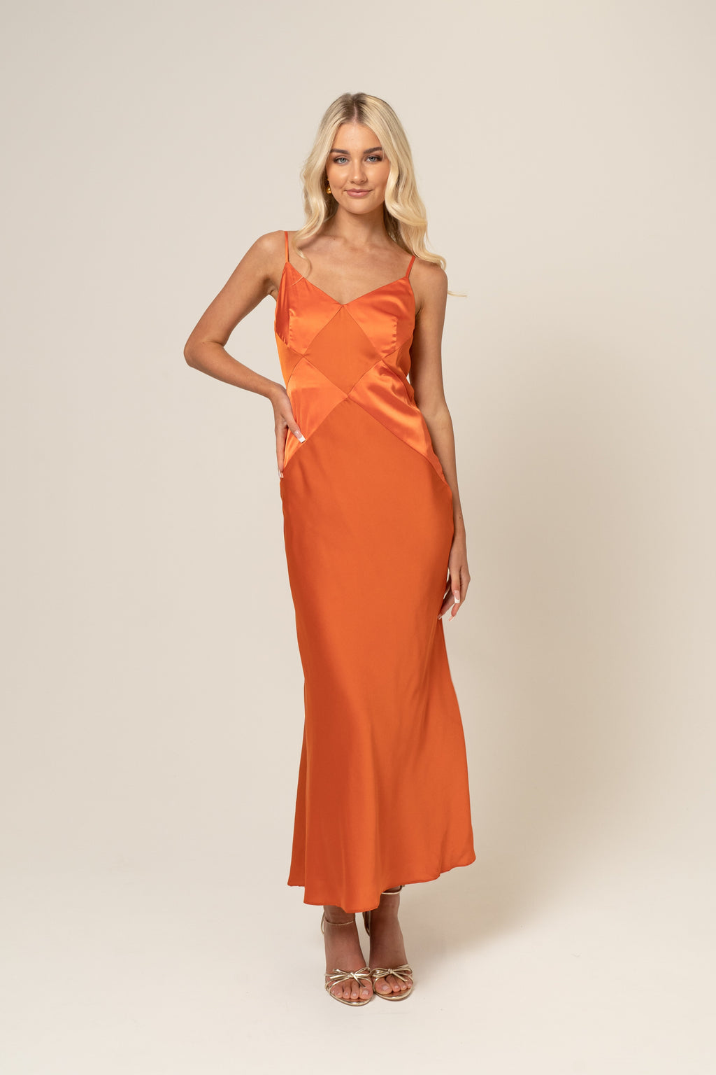 Danika Orange Maxi Slip Dress