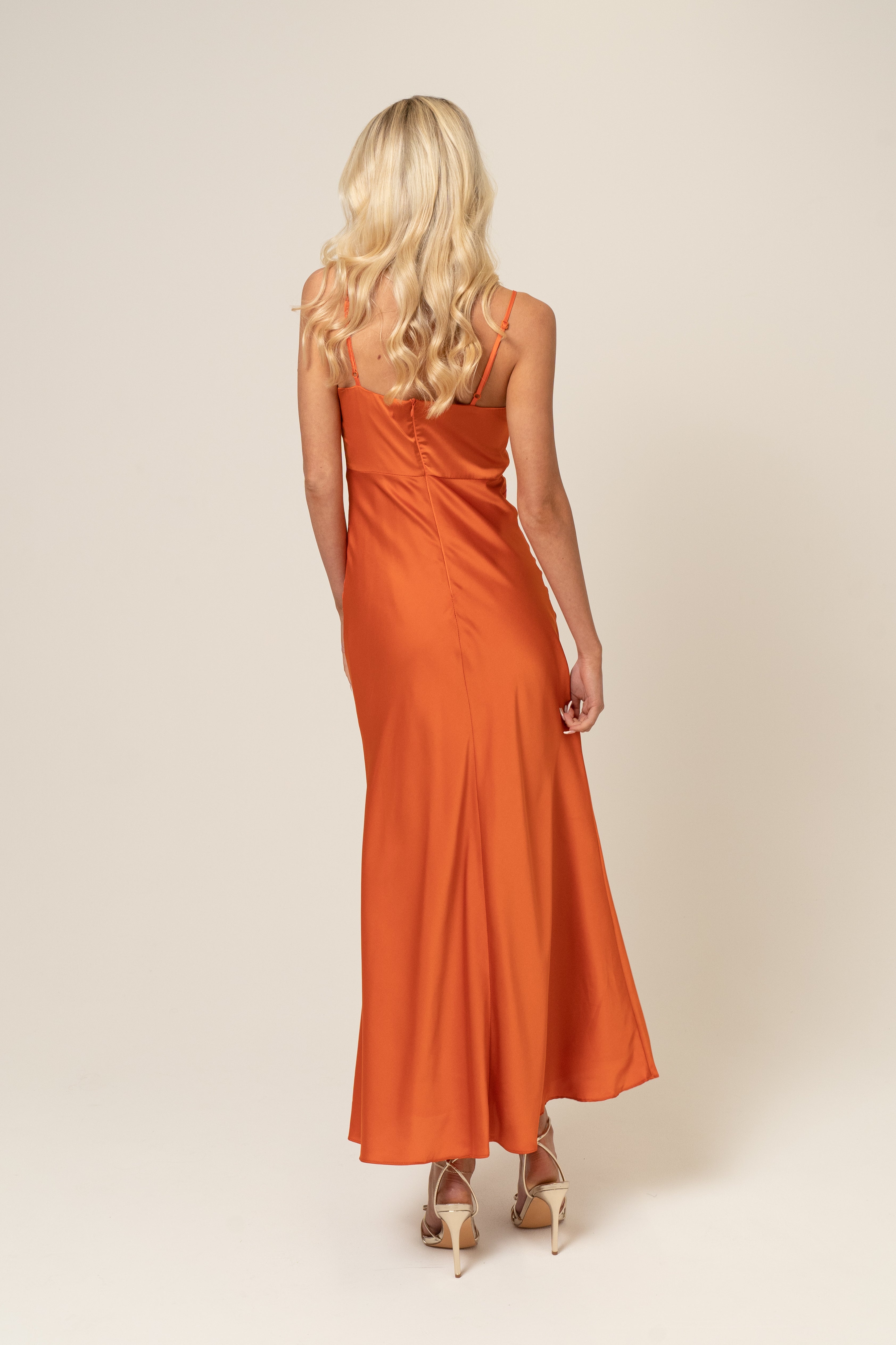 Danika Orange Maxi Slip Dress