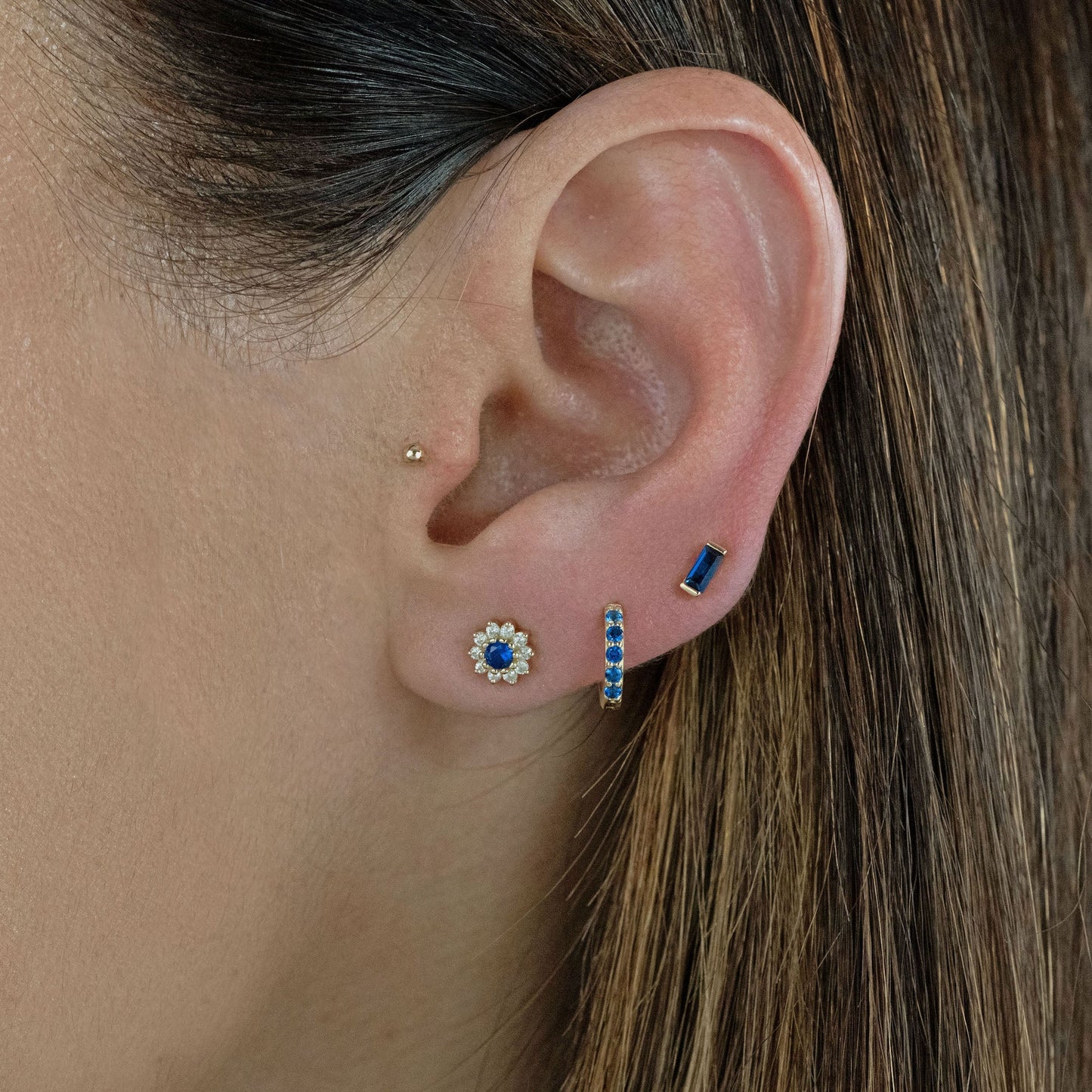Sapphire Dainty Flower Studs