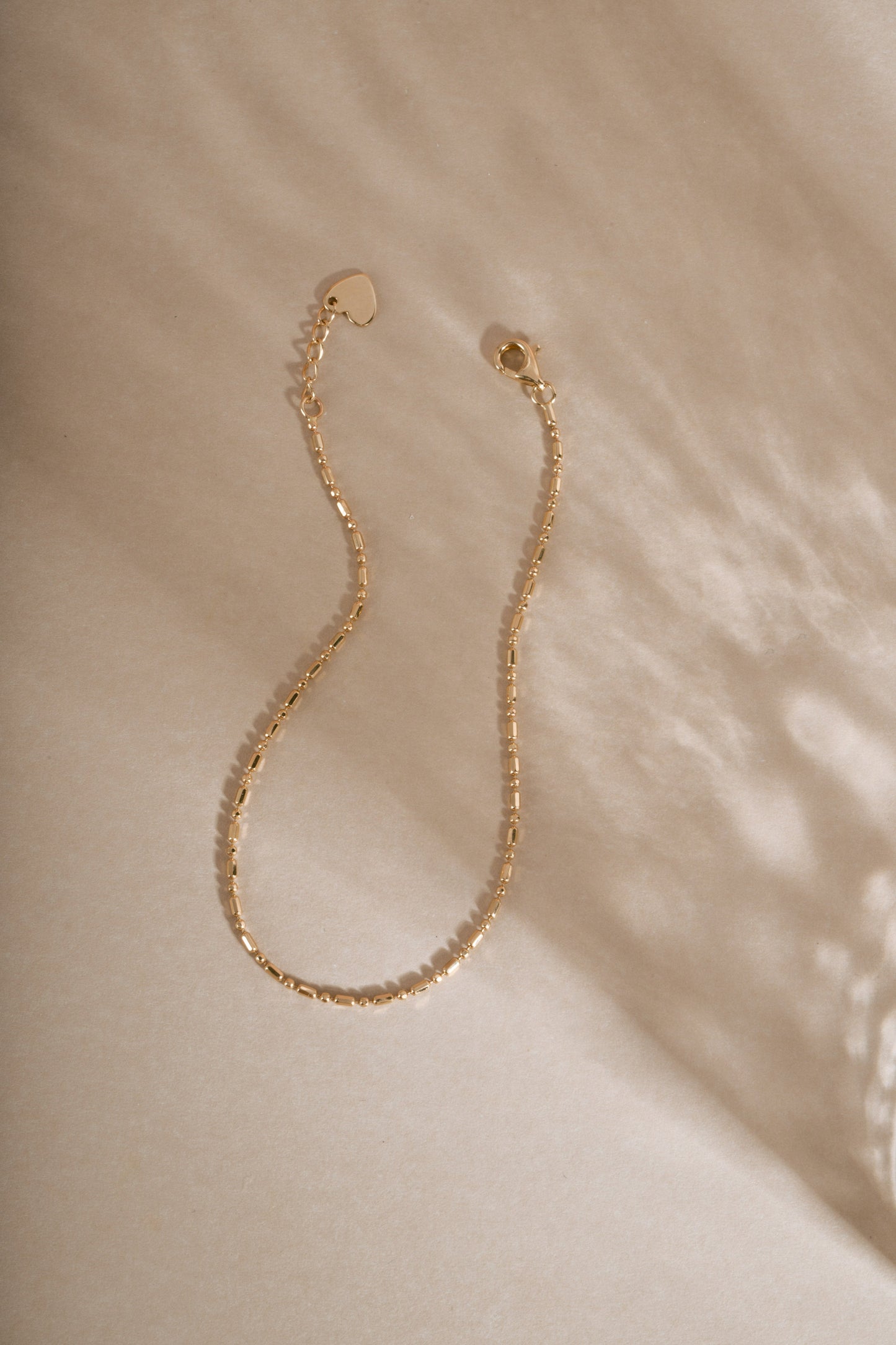 14K Solid Gold Bar Station Chain Bracelet