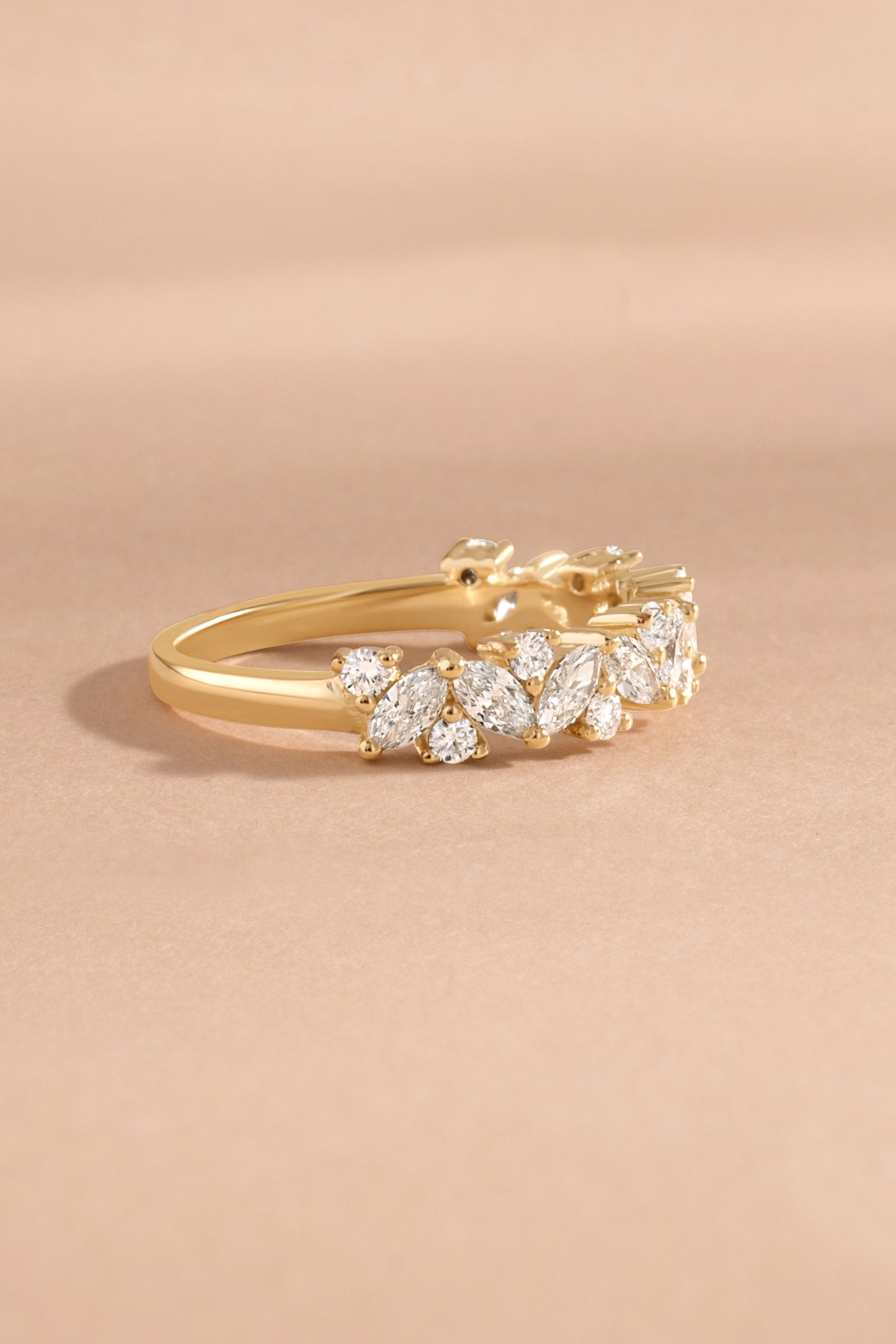 14K Solid Gold Multi Stone Lab Grown Diamond Ring