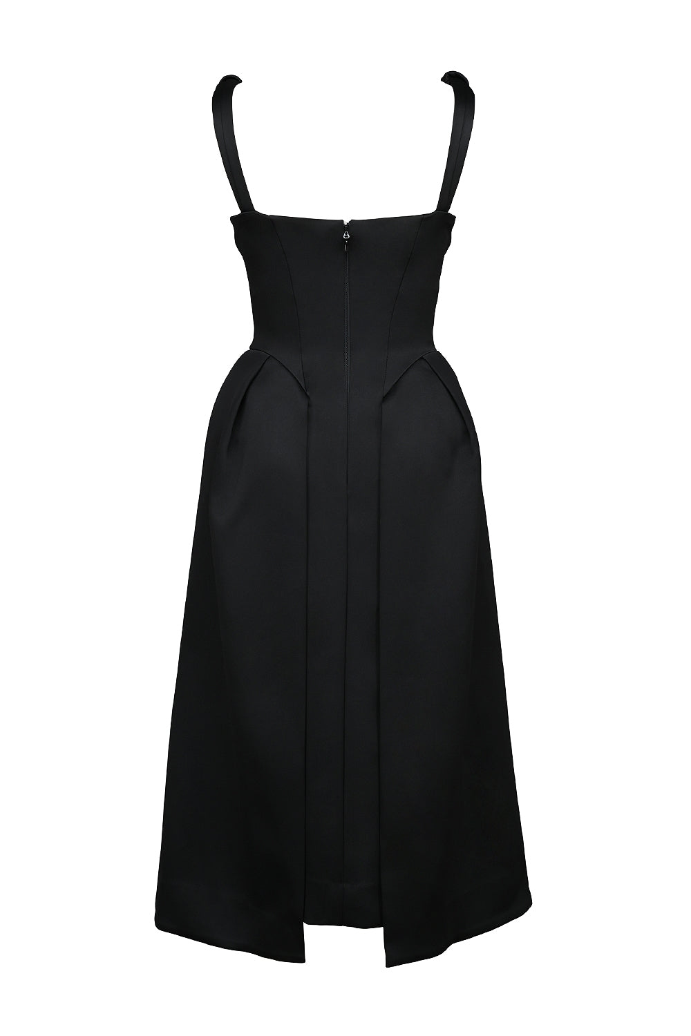 black satin twist strap midi dress - sale
