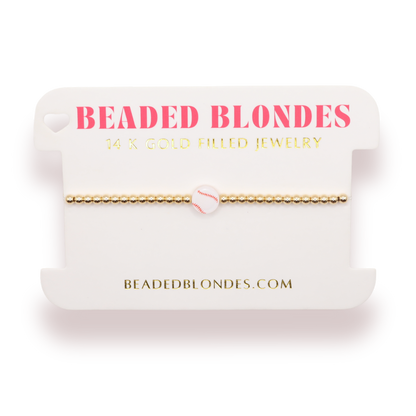 Baseball Bracelet on Gold: Gold / Petite 6.25 inch