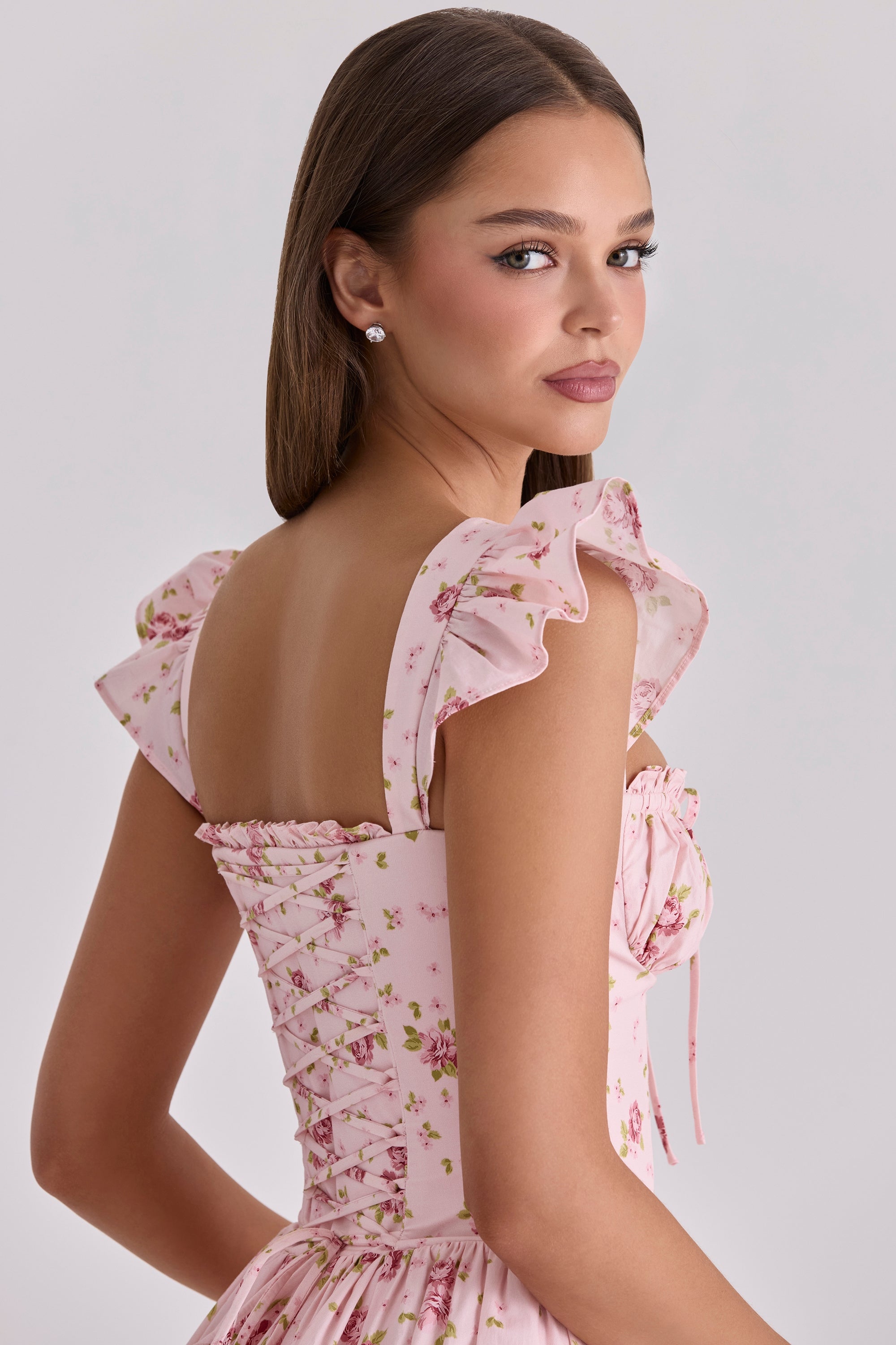 pink vintage rose cotton midi sundress