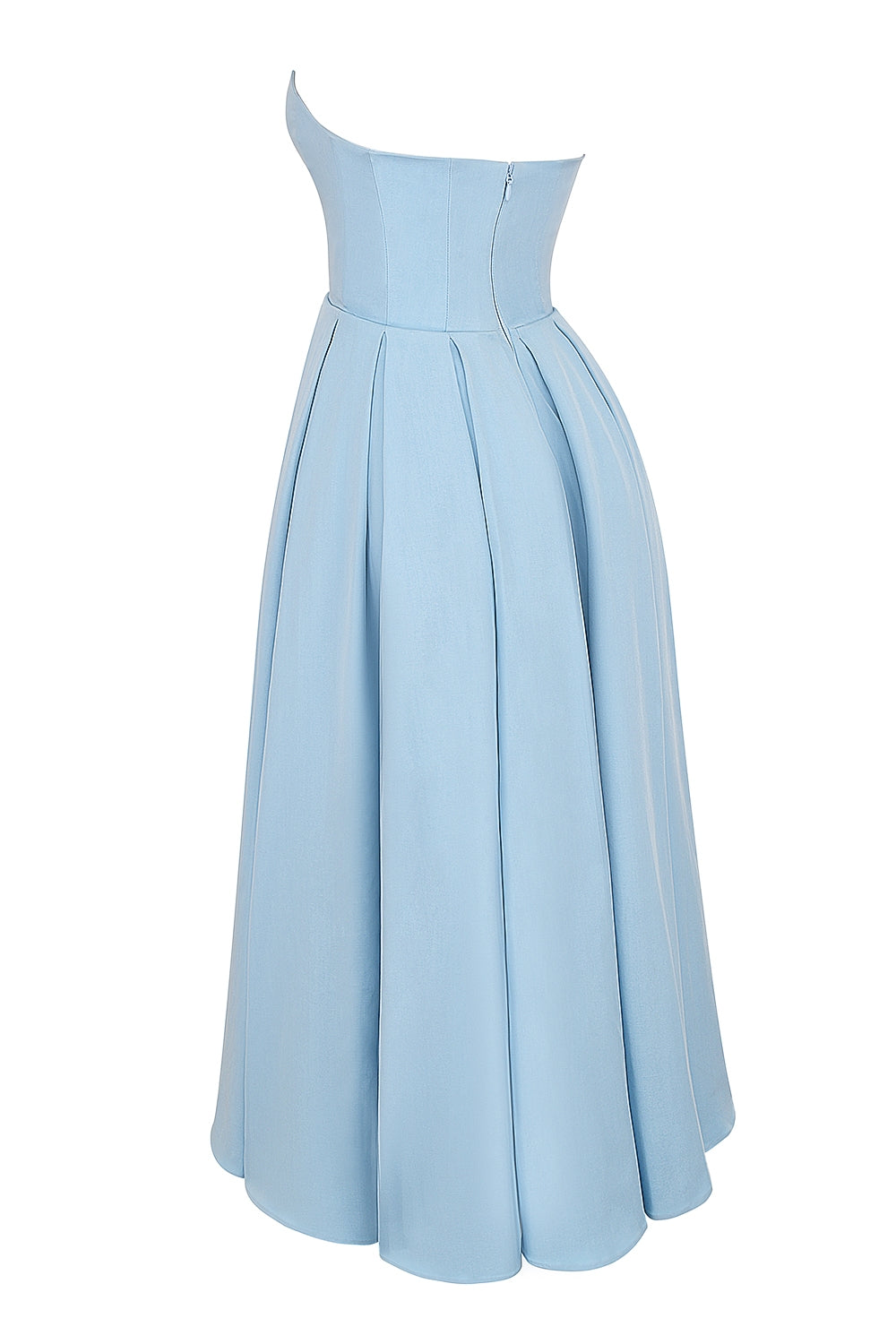 tuscan blue strapless midi sundress