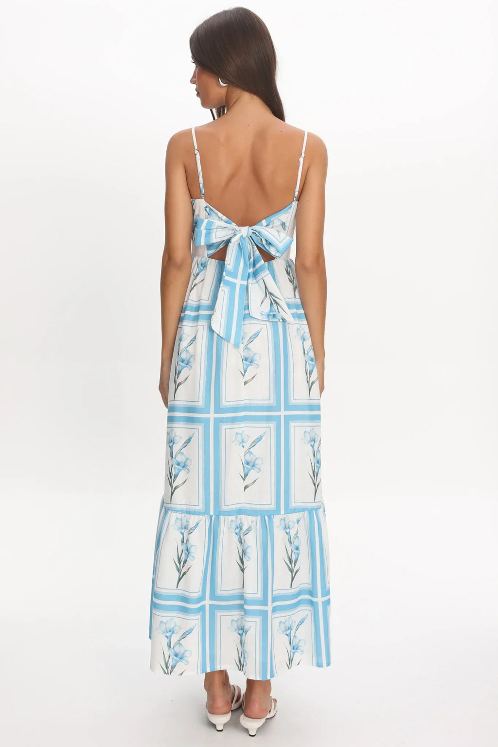 Newbury Bow Back Maxi Dress Floral Blue