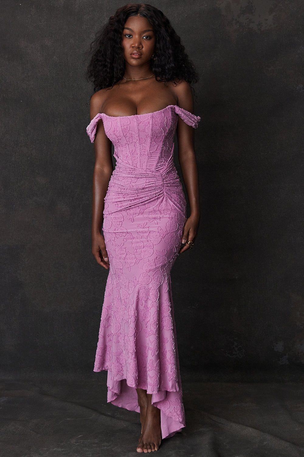 rose pink floral maxi dress