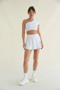 Avery Smoothing Flare Tennis Skort in White