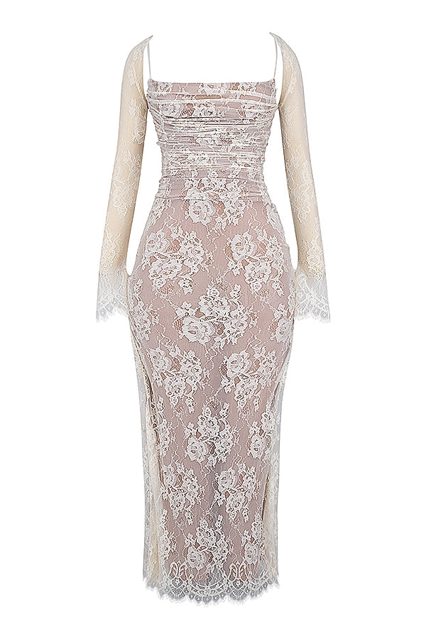 vintage cream lace maxi dress