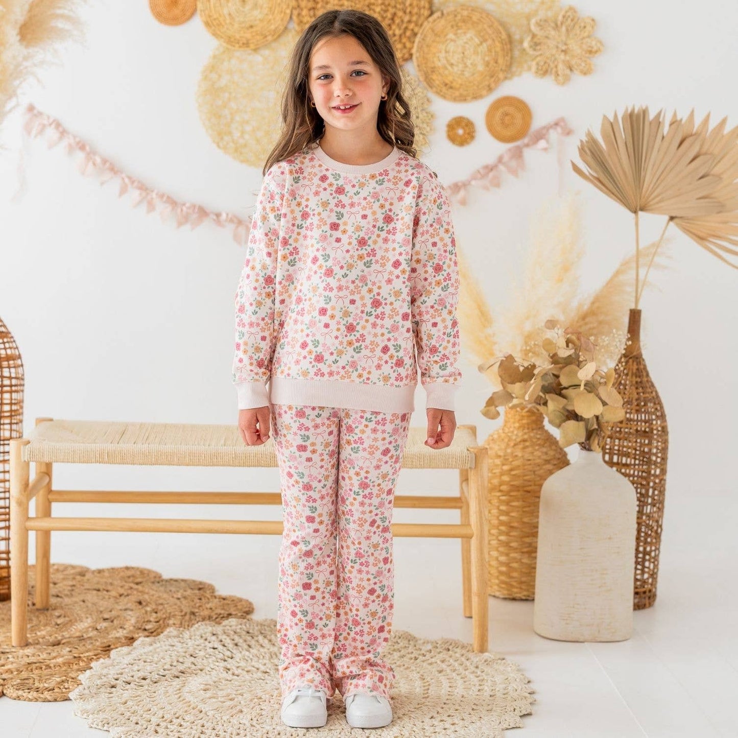 Berry Floral Flare Legging and sweater set