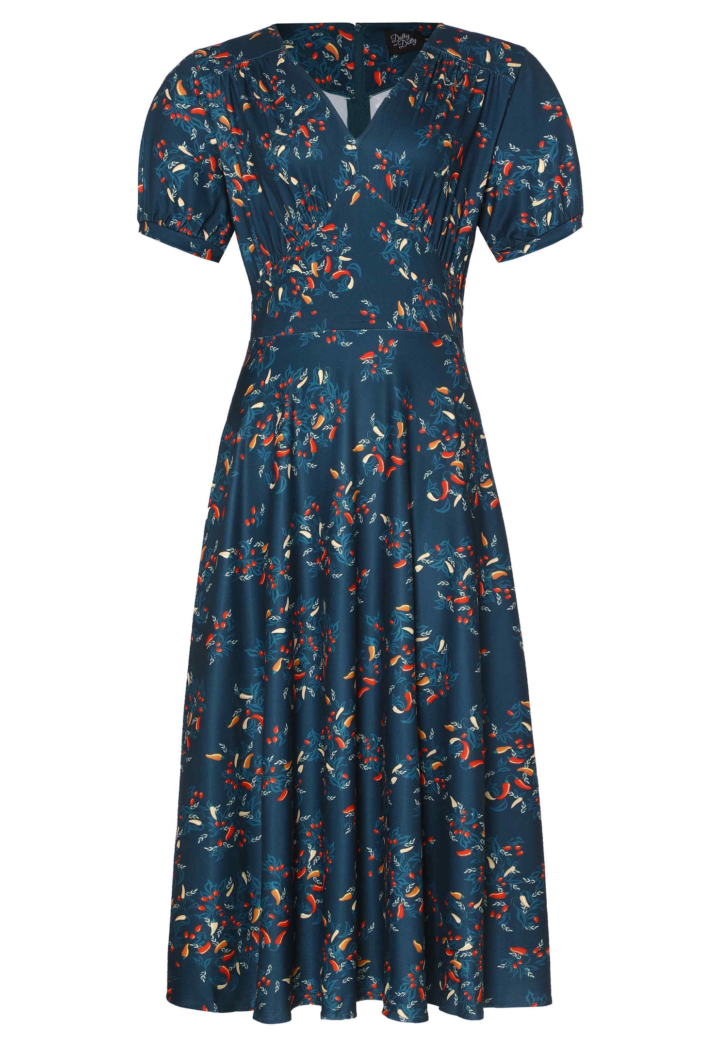 Julia Navy Blue Chili Midi Dress