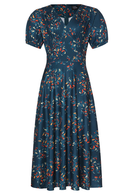 Julia Navy Blue Chili Midi Dress