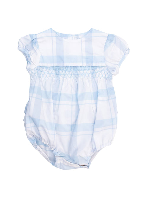 Baby Girls Smocked Puff Sleeve Romper with Stripes