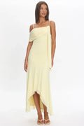 Millitah Asymmetric Hem Mesh Maxi Dress Butter