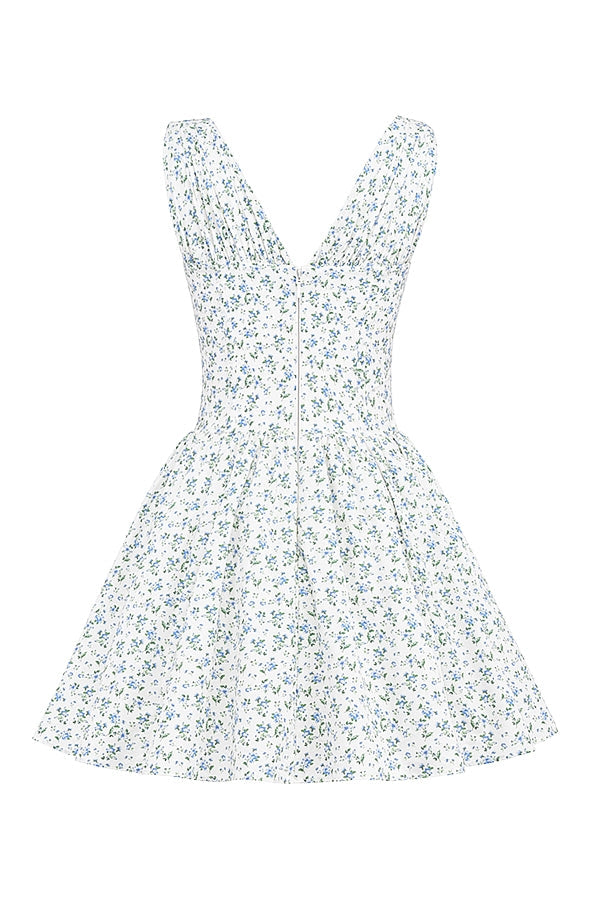 white bluebell print corset mini dress