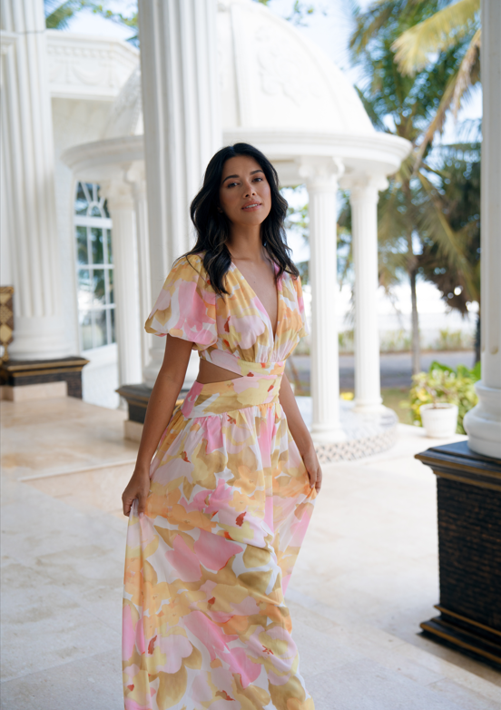 Bella Puff Sleeve Print Maxi Dress