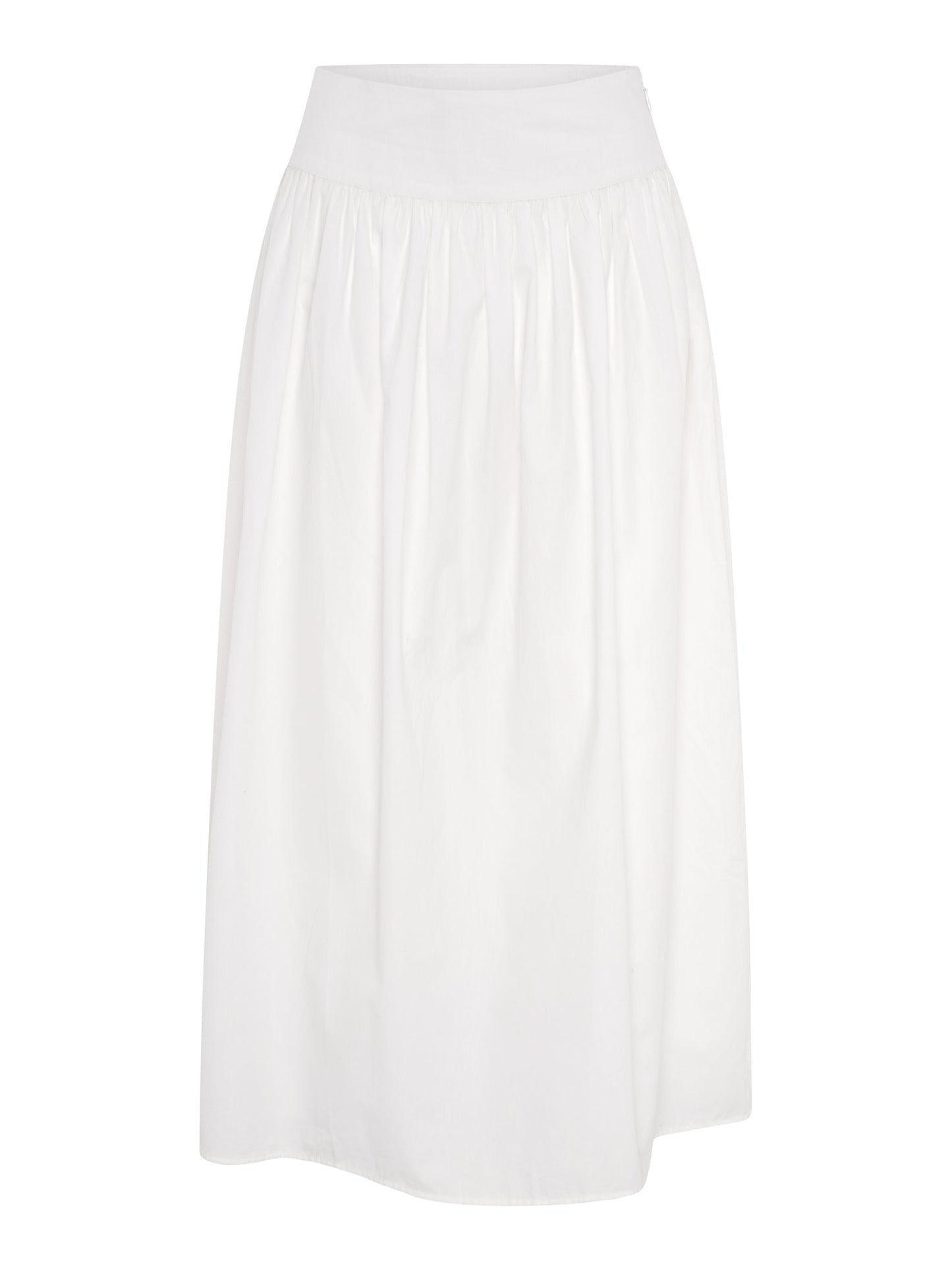 Darcie Drop Waist Full Midi Skirt in White