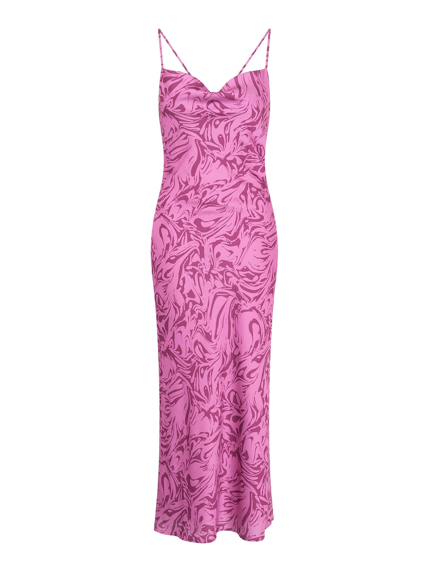 Riviera Slip Midi Dress in Pink Marble