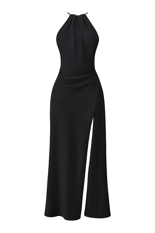 black thigh slit maxi dress