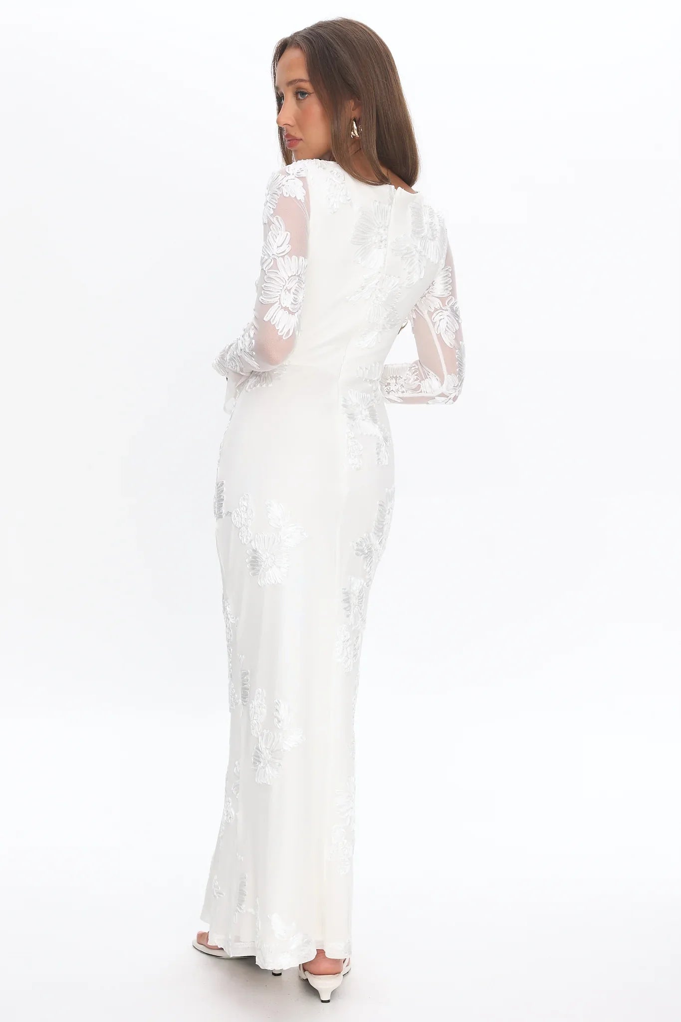 Helsi Long Sleeve Embellished Maxi Dress White