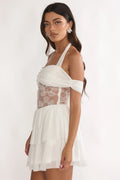 Esmara Mesh Waist Halter Mini Dress White