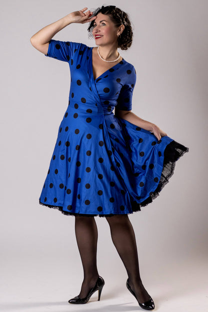 Matilda Royal Blue Polka Dot Wrap Dress