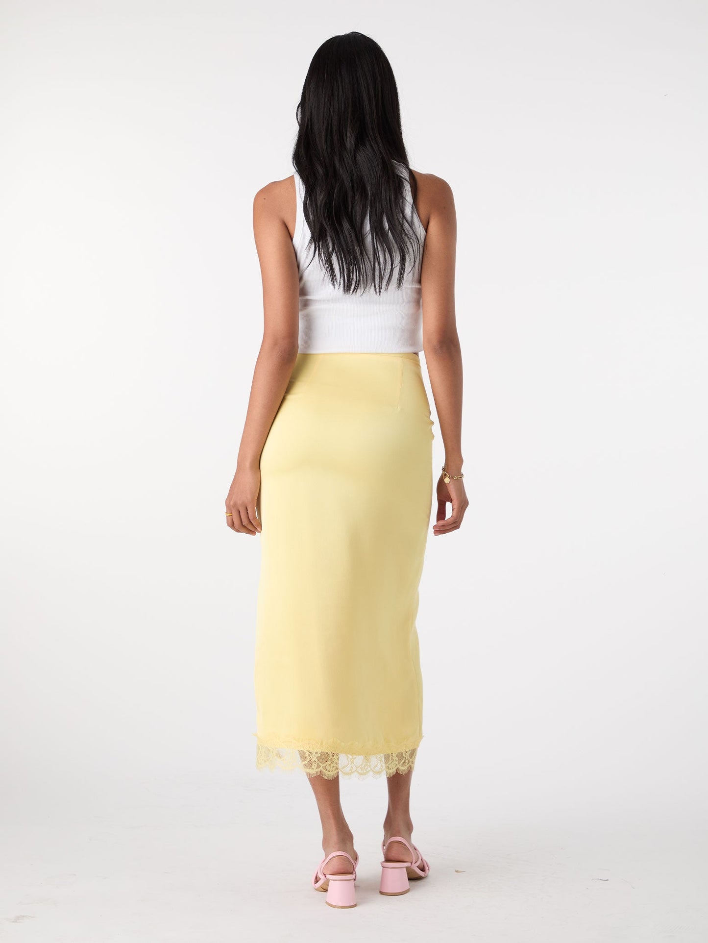 Avari Lace Trim Skirt in Yellow