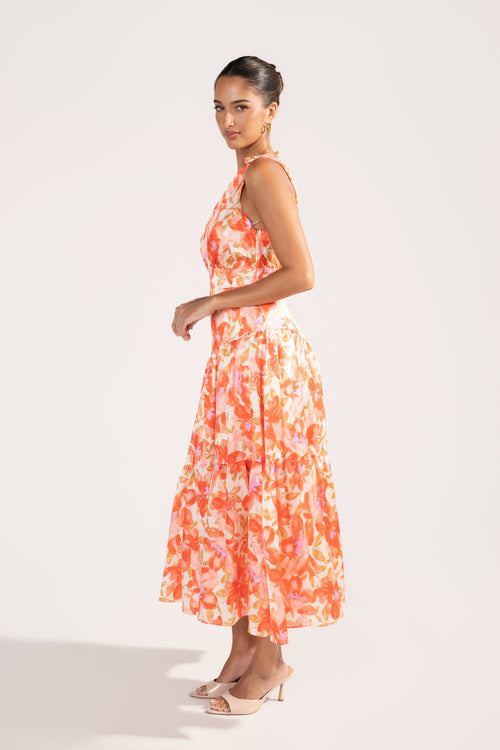 Azaria One Shoulder Floral Print Maxi Dress