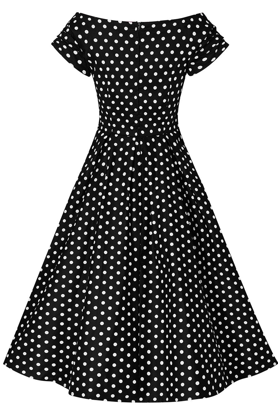 Lily Black Swing Dress With White Polka Dots