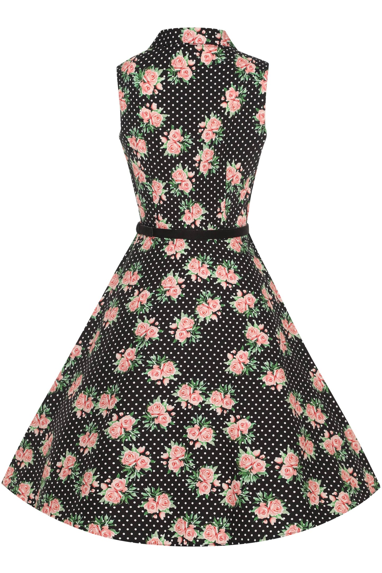 Poppy Navy Blue Polka Dot Rose Shirt Dress