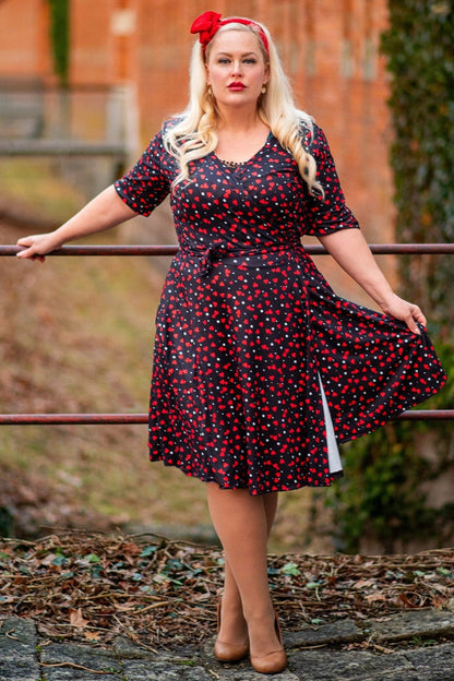 Matilda Black Heart Print Wrap Dress