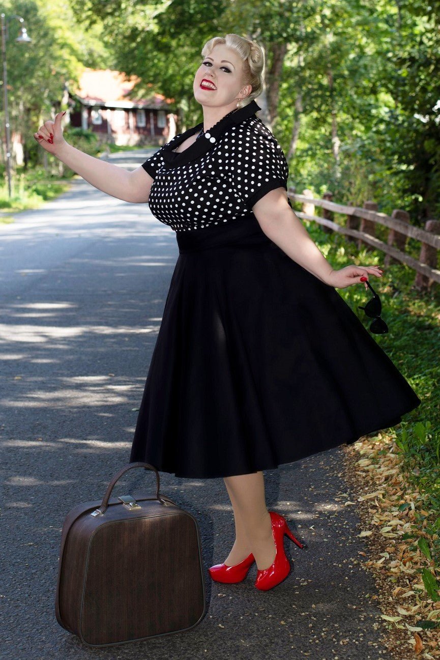 Darlene Black and White Polka Dot Swing Dress