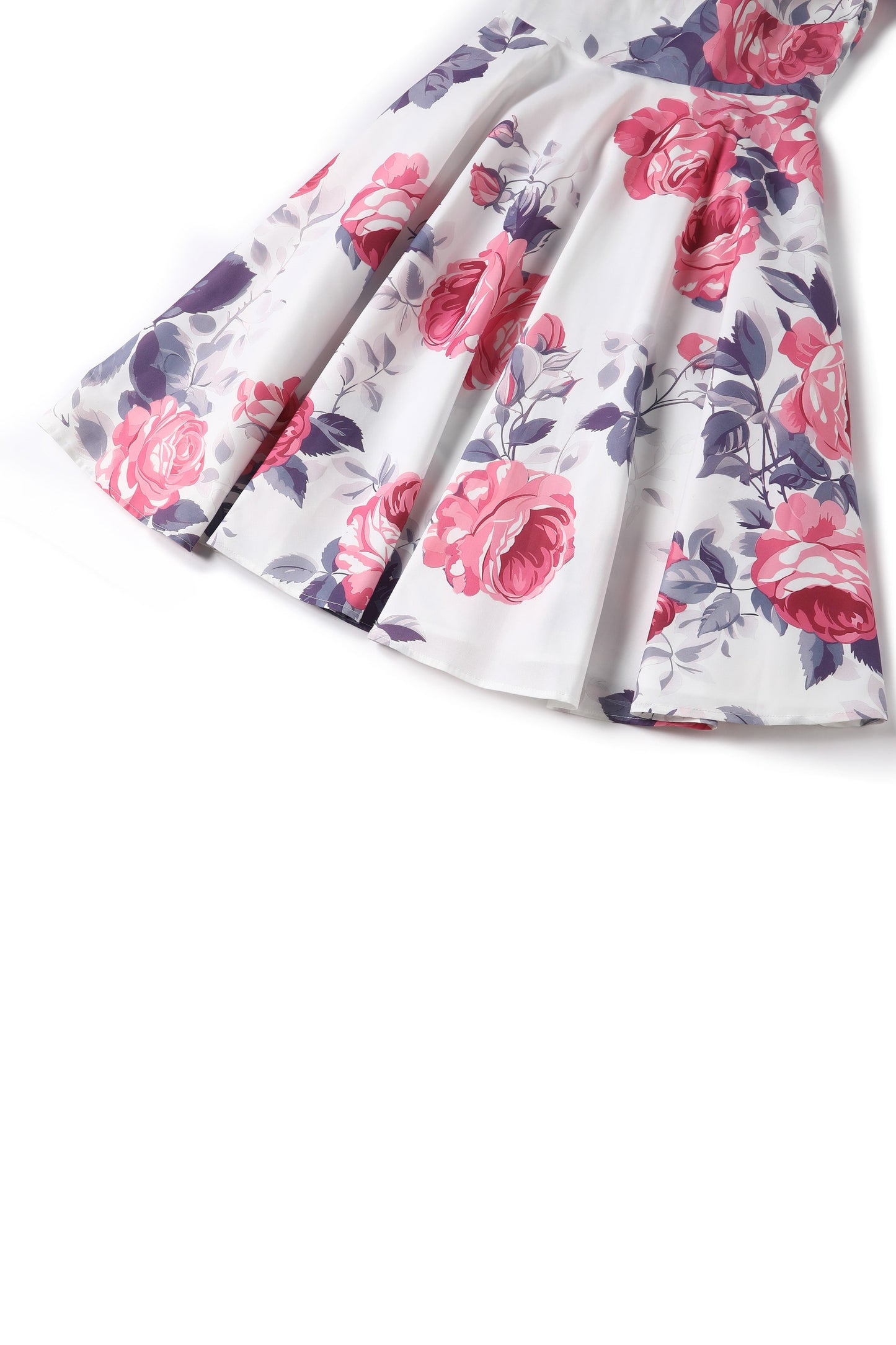 Darlene Pastel Roses Flared Dress In White