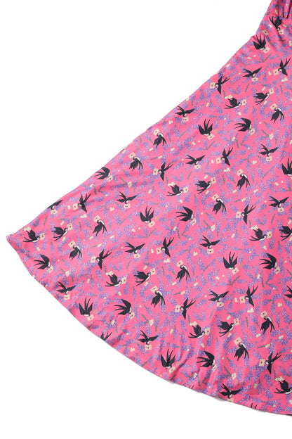 Julia Pink Swallow Sleeved Dress