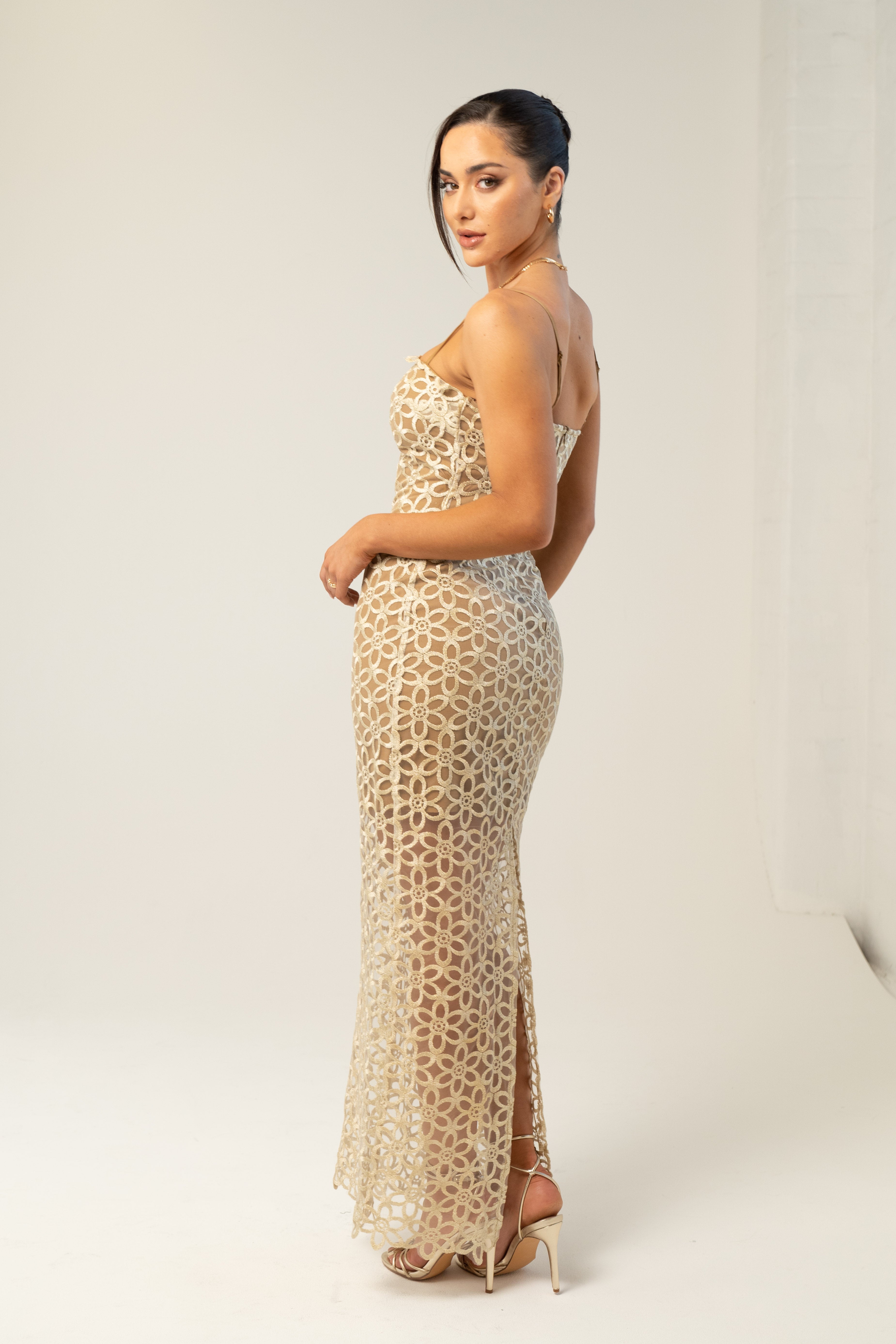 Melina Maxi Dress with Floral Overlay
