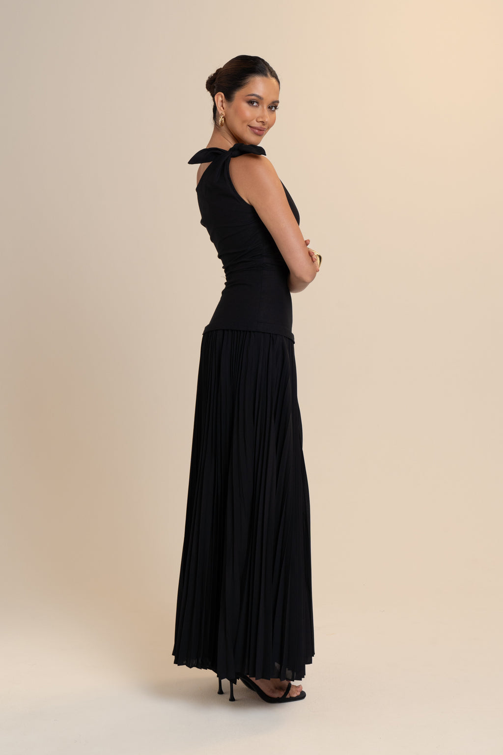 Ophelia Drop Shoulder Pleated Maxi Dress