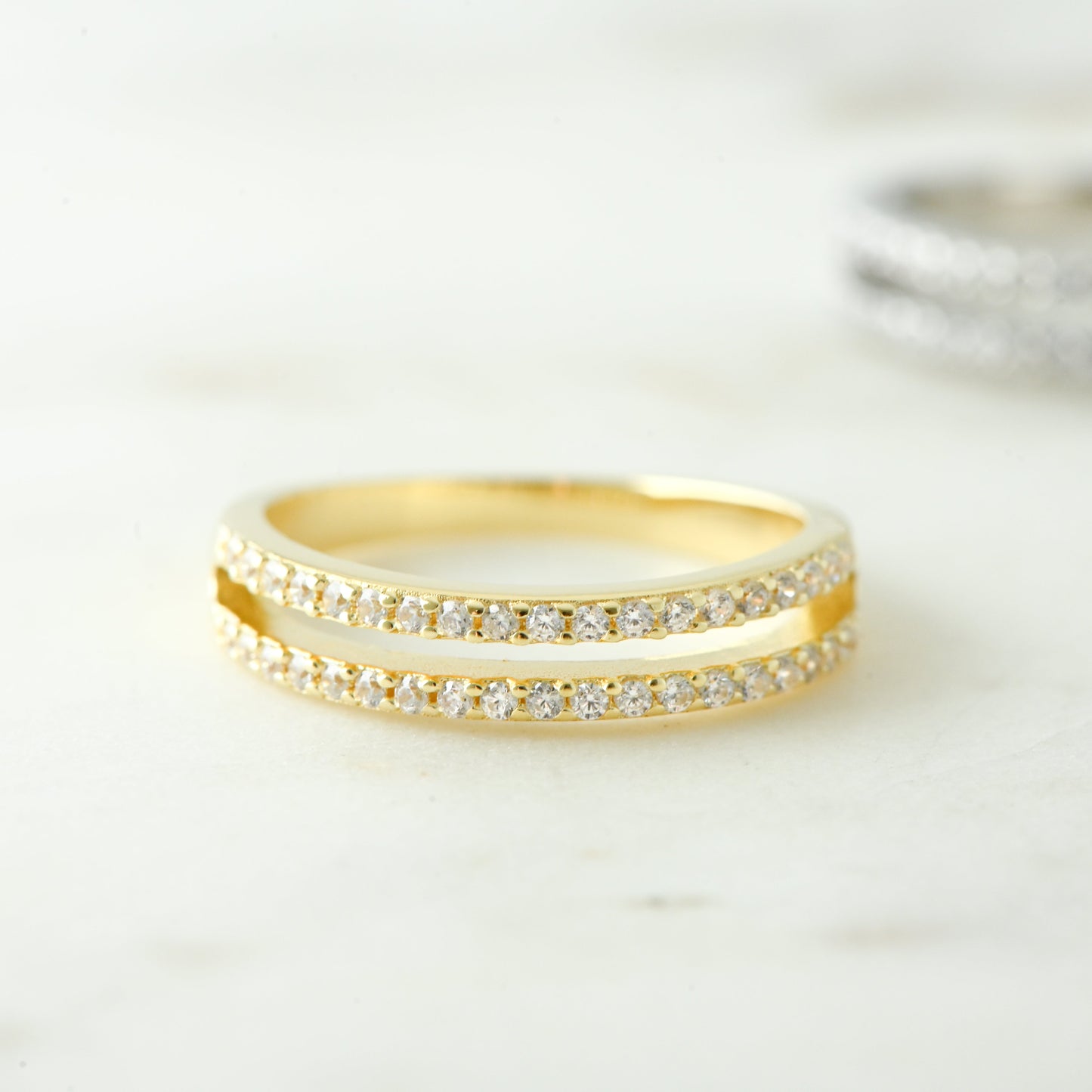 CZ Double Band Ring