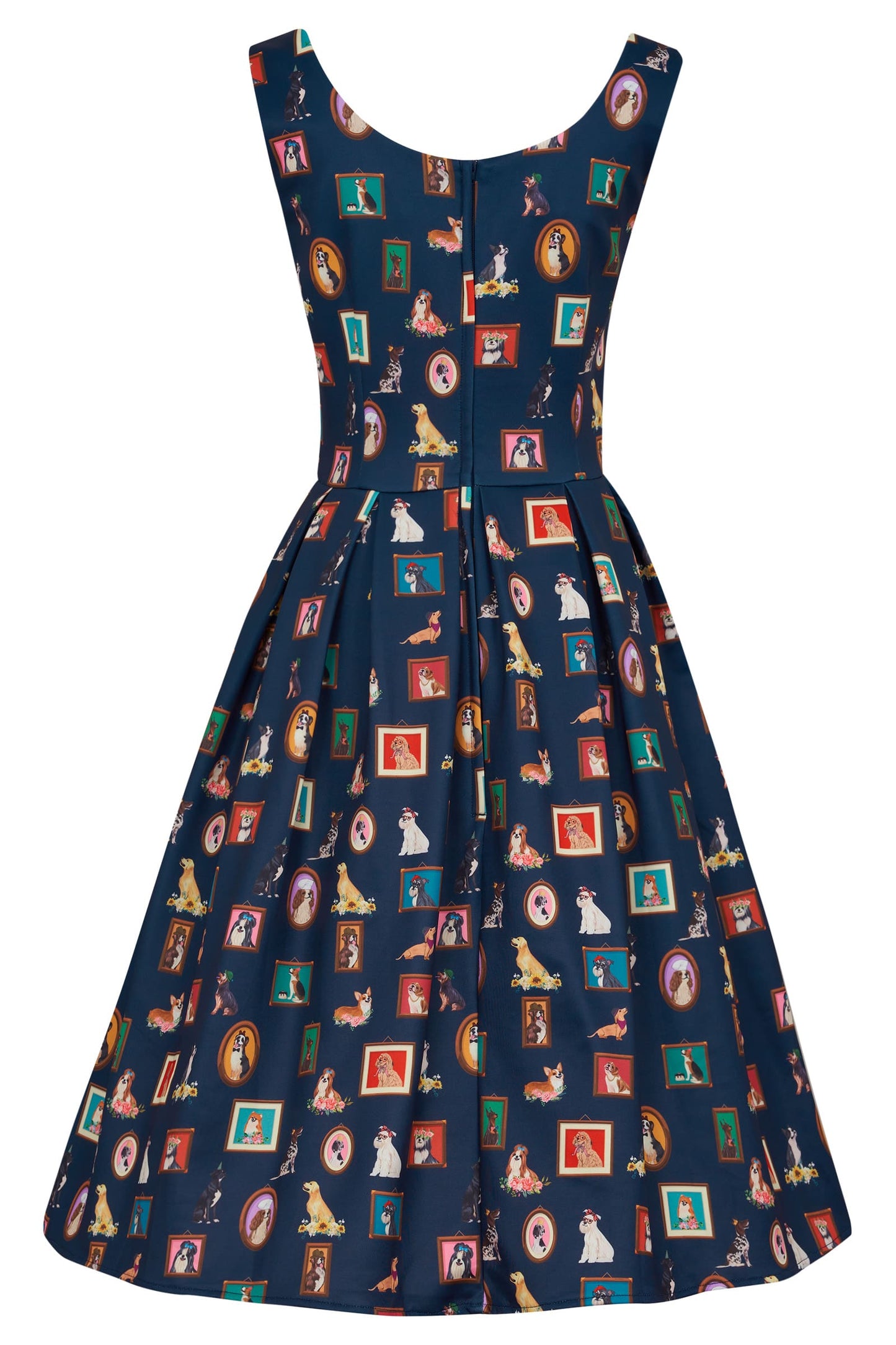 Amanda Dog Frame Circle Dress In Navy Blue