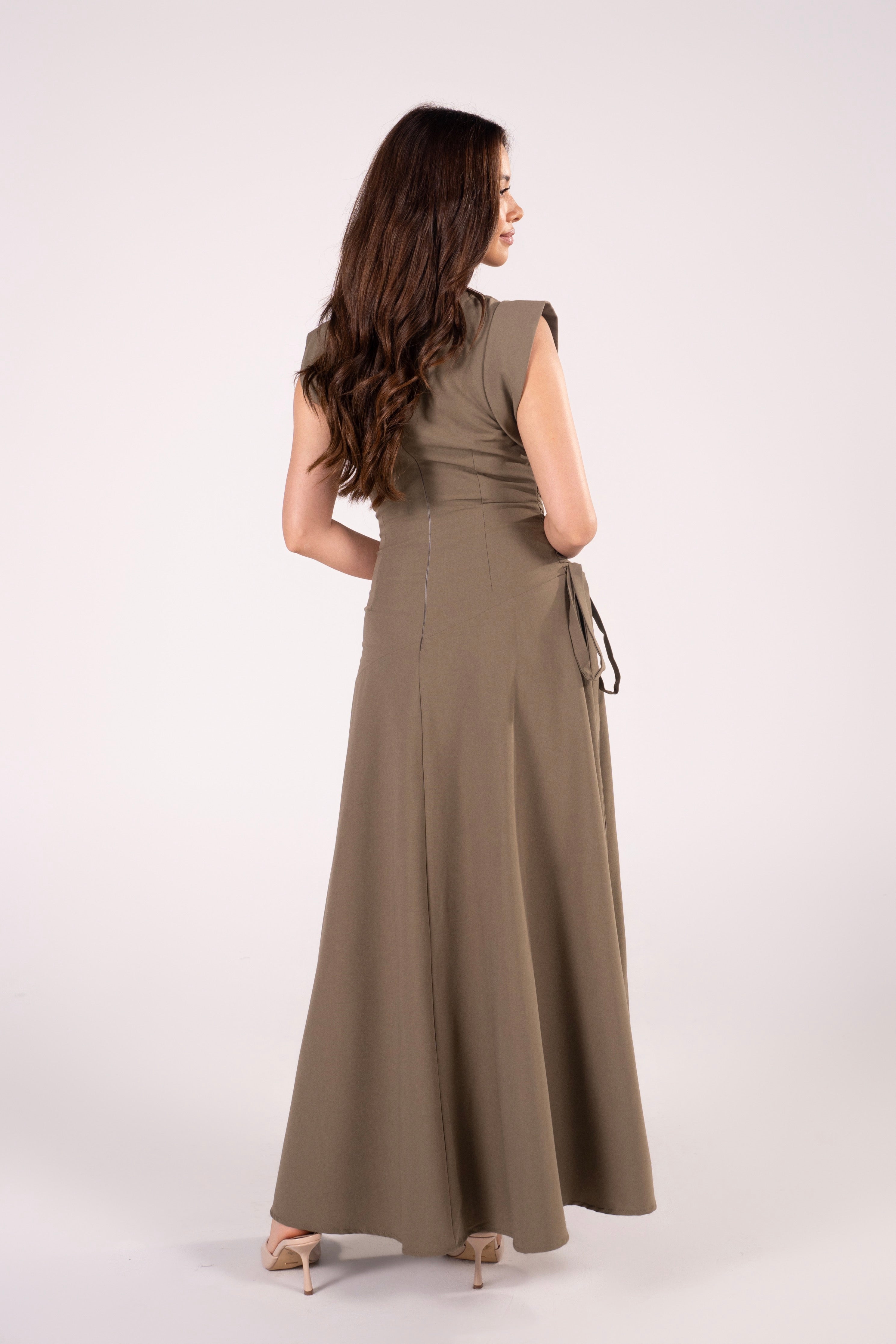 Hollis Olive Green Wrap Style Maxi Dress