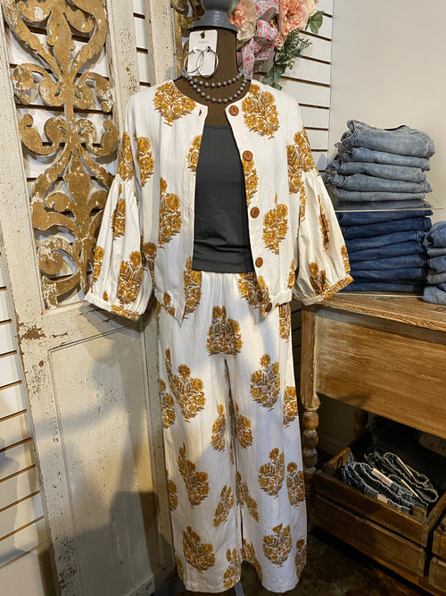 Block Print Pant-Ivory